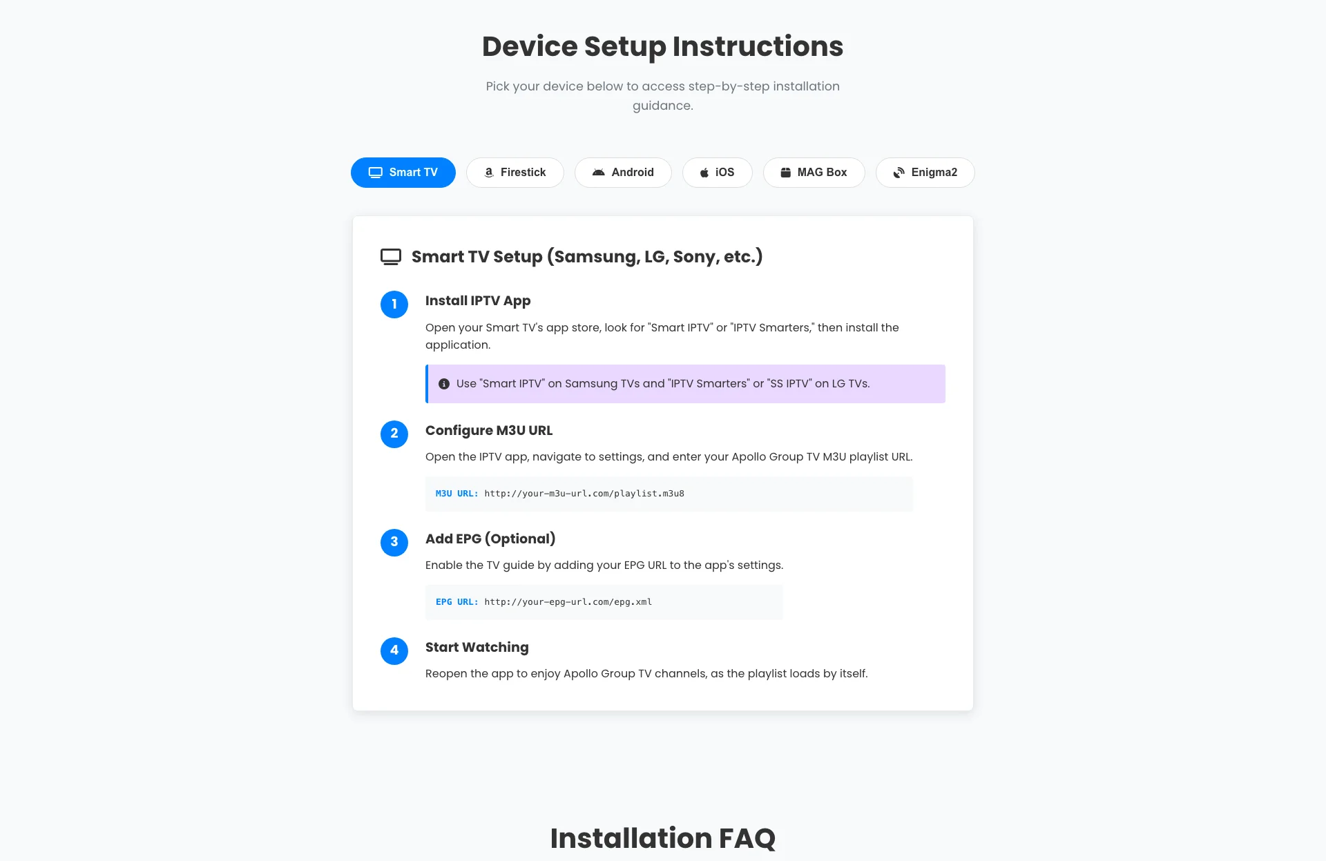 Apollo Groups TV Setup Guide