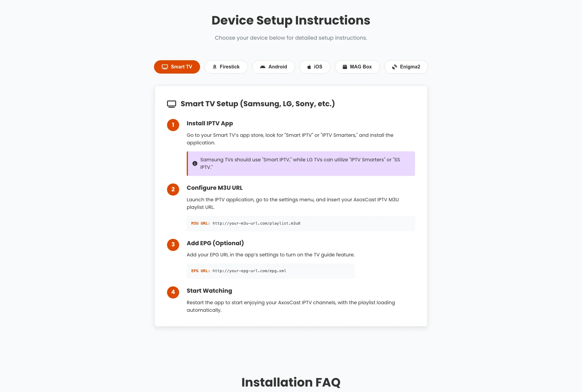 Axoscast TV Setup Guide