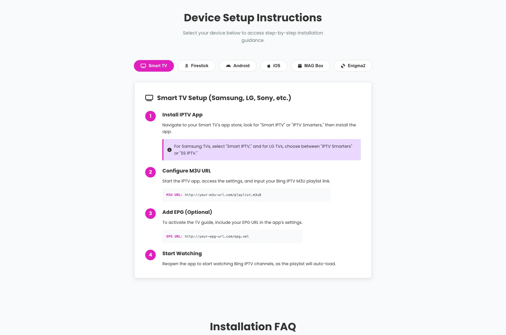 Bing IPTV Setup Guide