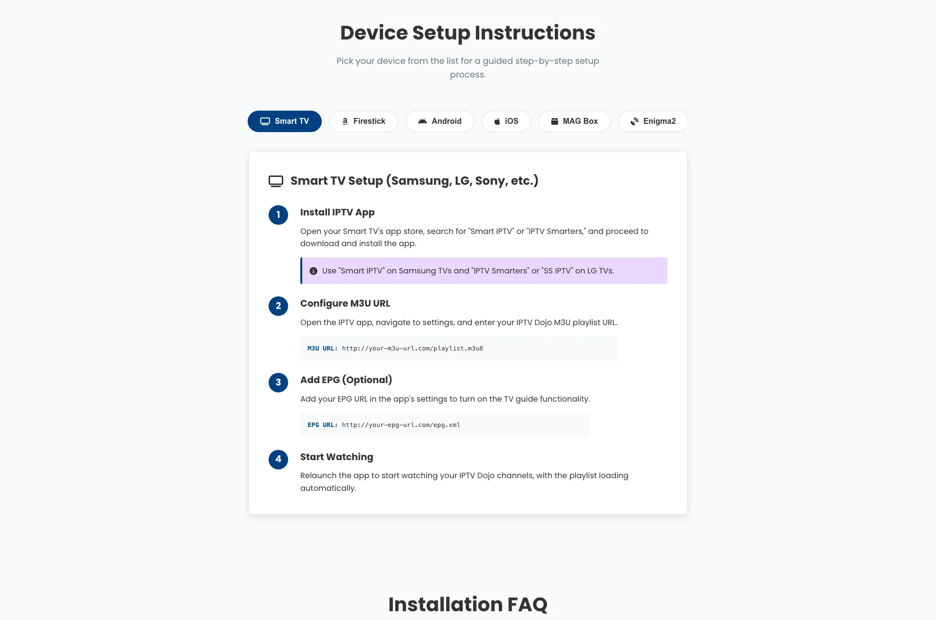 IPTV Dojo Setup Guide