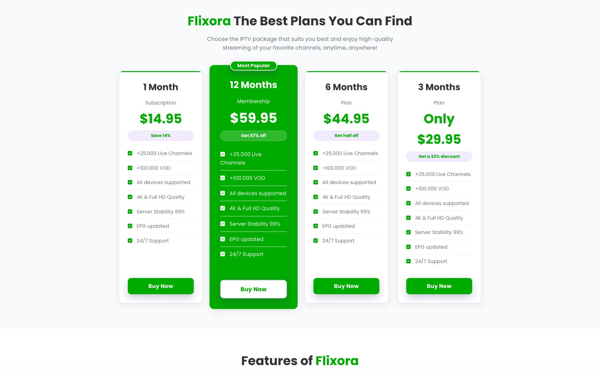 Flixora TV Pricing Plans