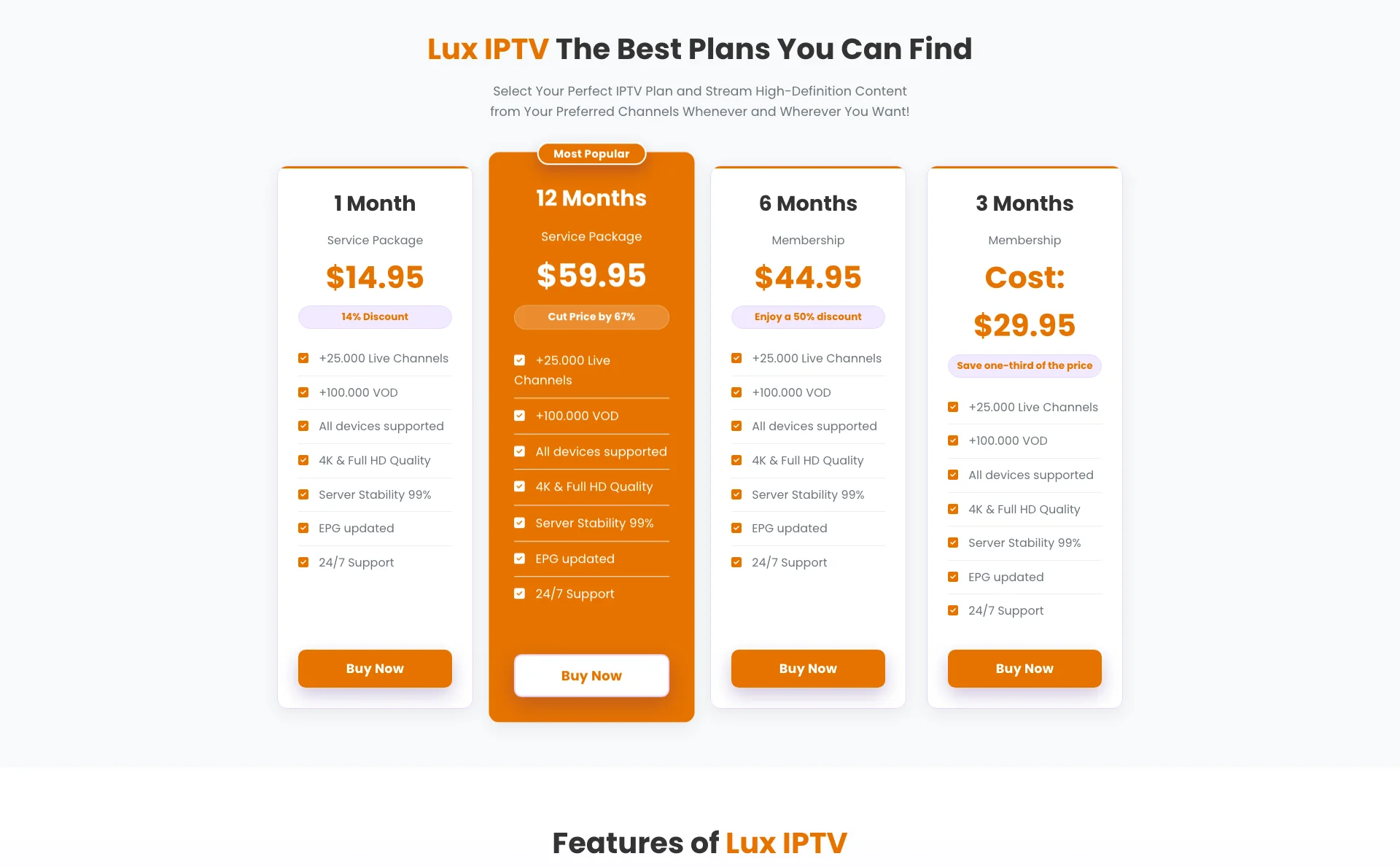 Lux IPTV Pricing Plans