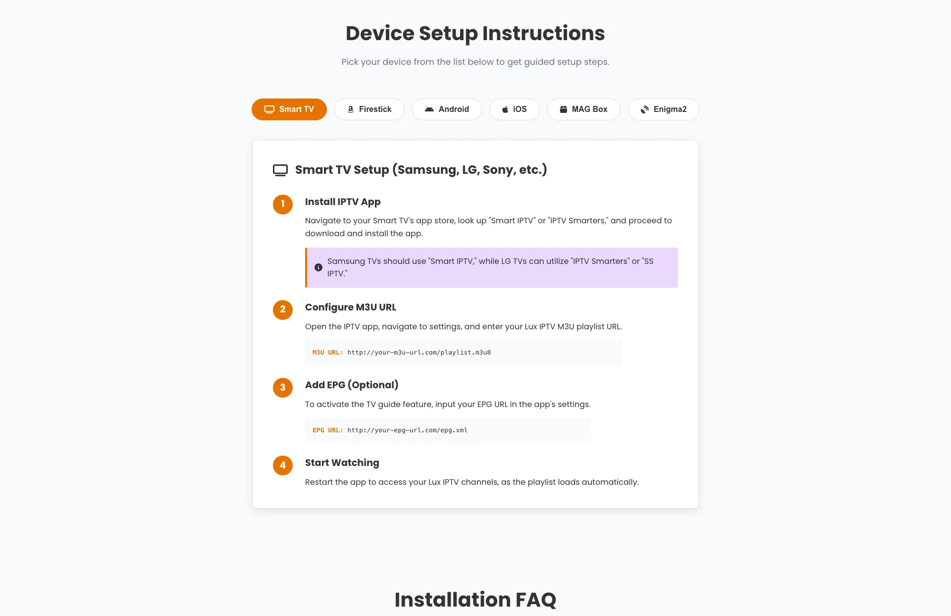 Lux IPTV Setup Guide