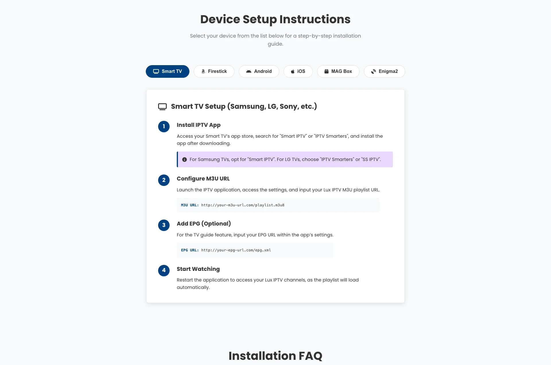 Lux IPTV Setup Guide