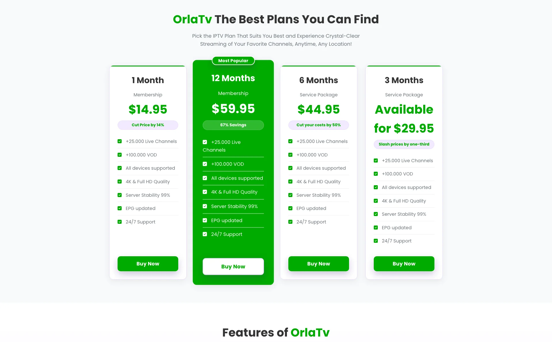 Orla TV Pricing Plans