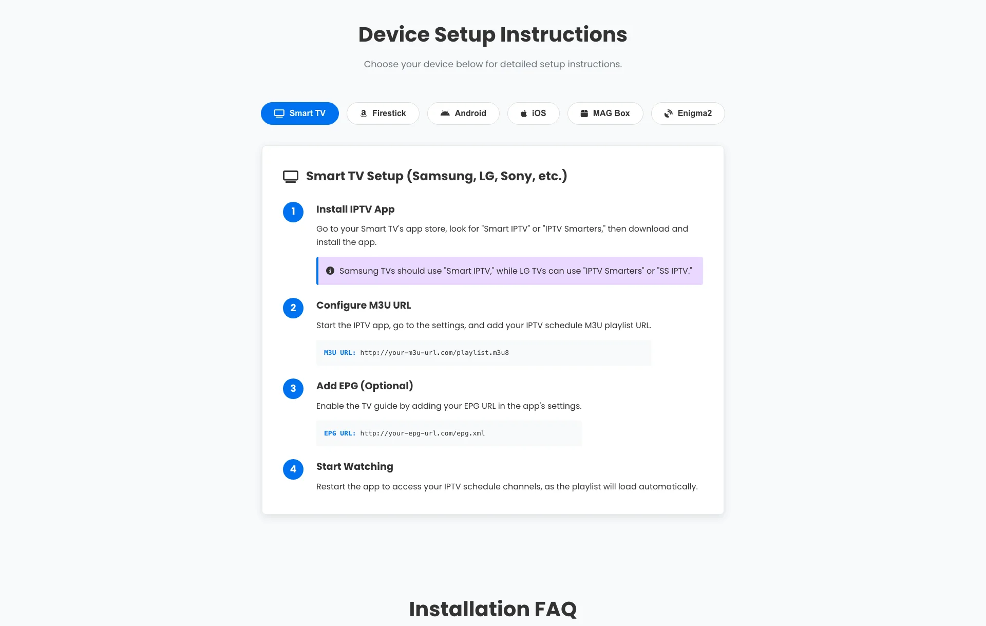 IPTV Schedules Setup Guide
