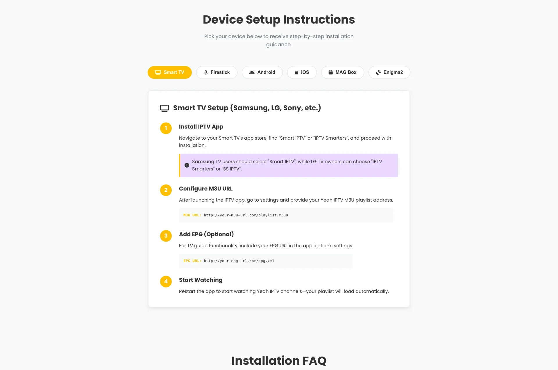 Yeah IPTV Setup Guide