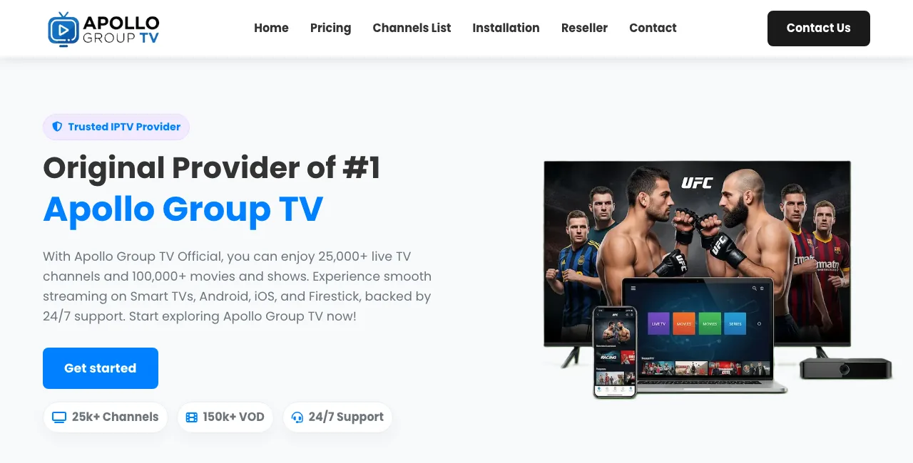 Apollo Groups TV website homepage screenshot